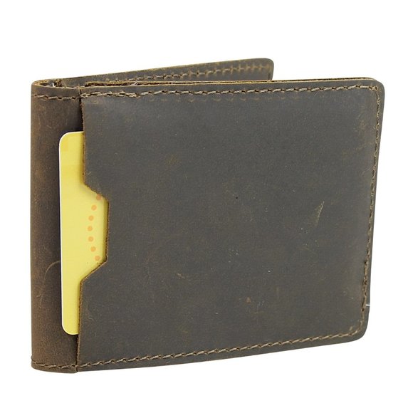 Full Grain Leather Compact Wallet Card Holder B189 - Picture 1 of 3